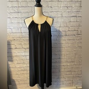 Michael Kors Elegant Black Chain-Strap Sleeveless Halter Dress Size 1X